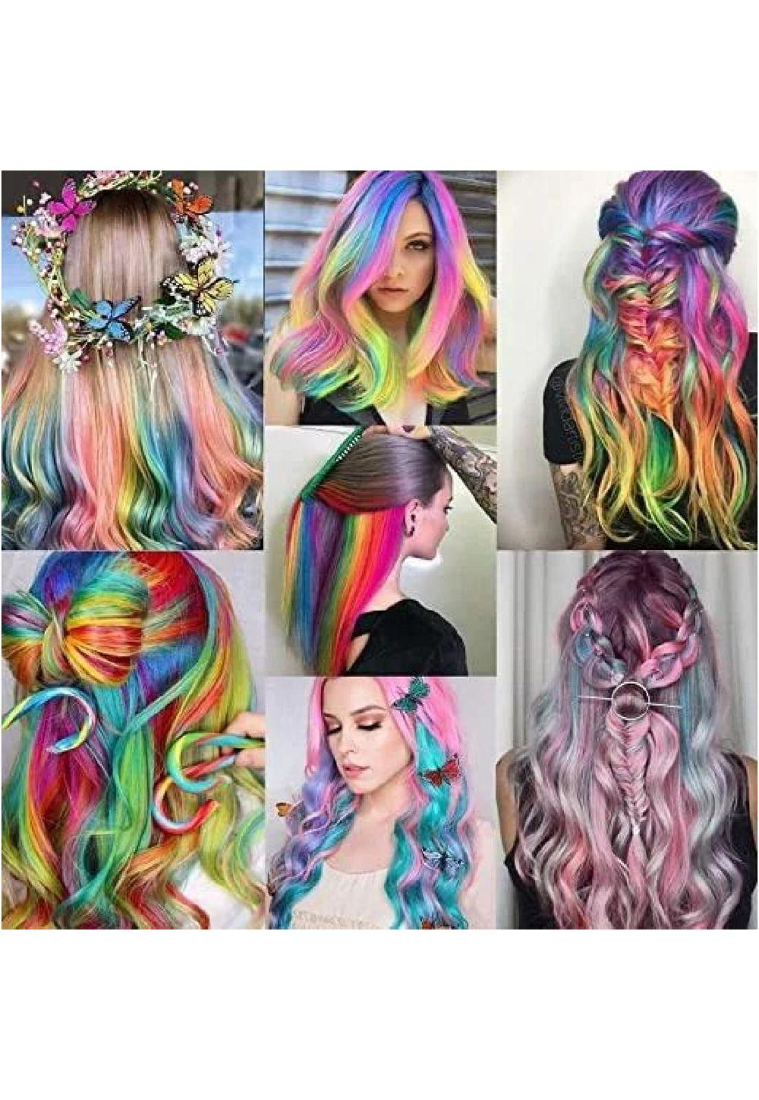 Pack de 12 extensiones de cabello sintético, colores fantasía para mujer, color multicolor-6