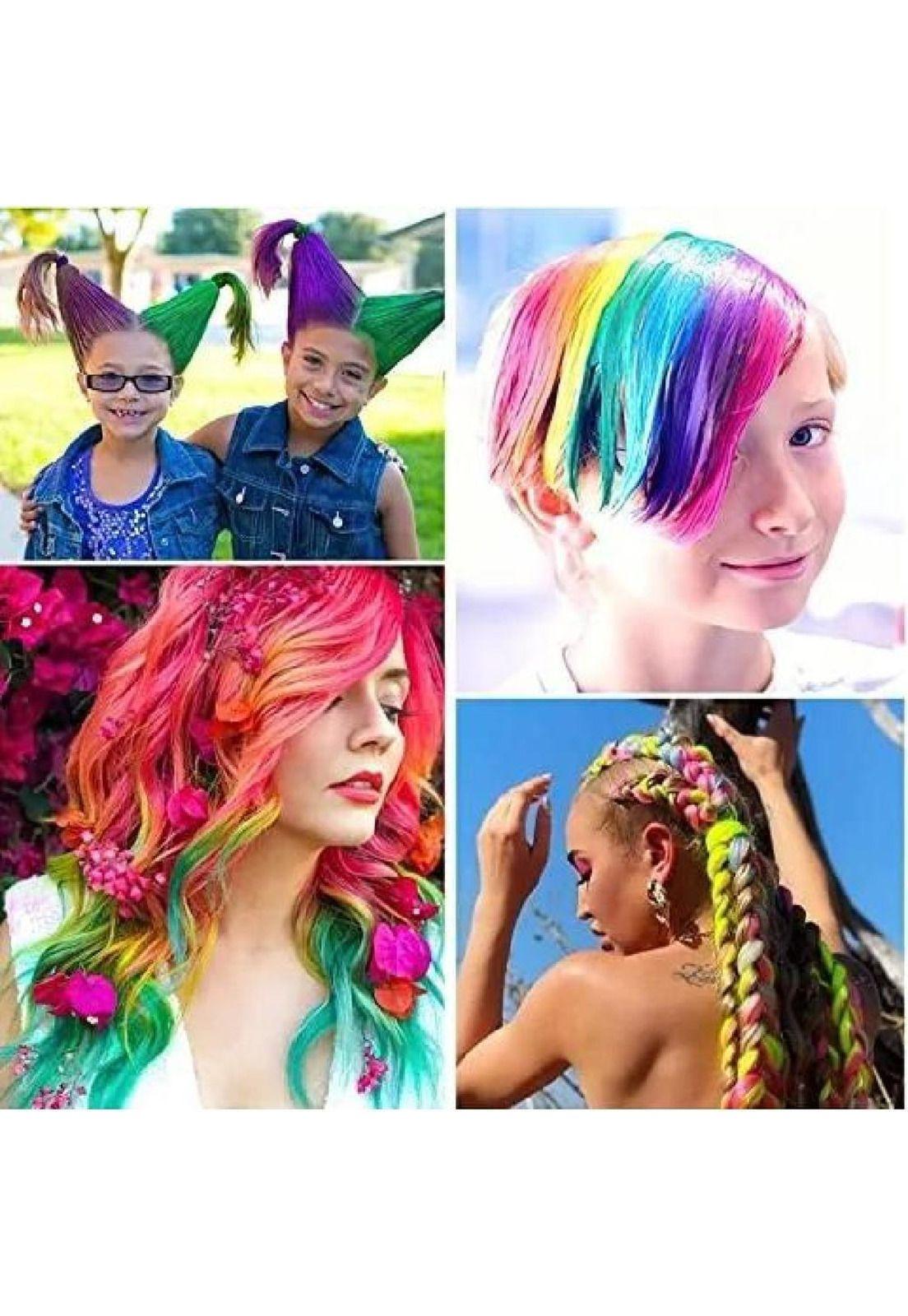 Pack de 12 extensiones de cabello sintético, colores fantasía para mujer, color multicolor-7