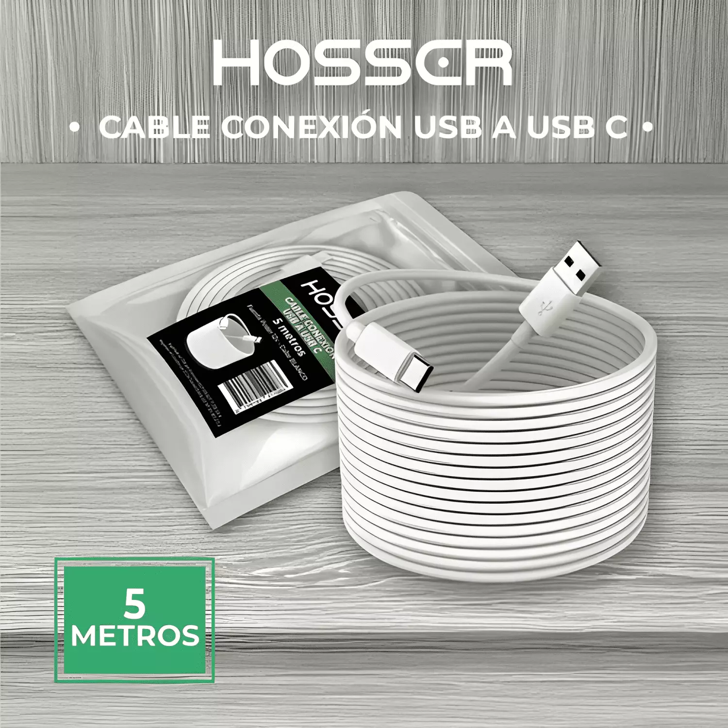 Cable conexion USB to USB c 5 metros Blanco-4
