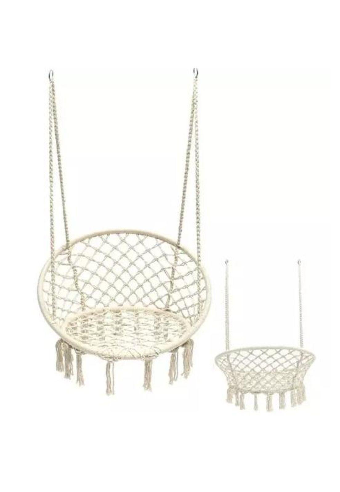 Silla hamaca colgante para terraza o jardín color blanco-2