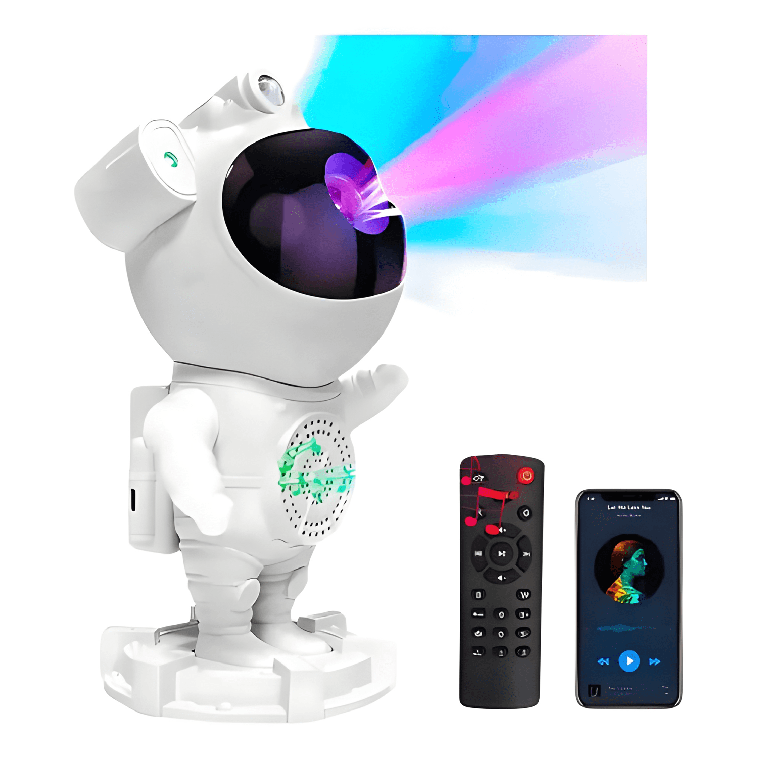 Parlante astronauta bluetooth proyector () mx27 Blanco-4