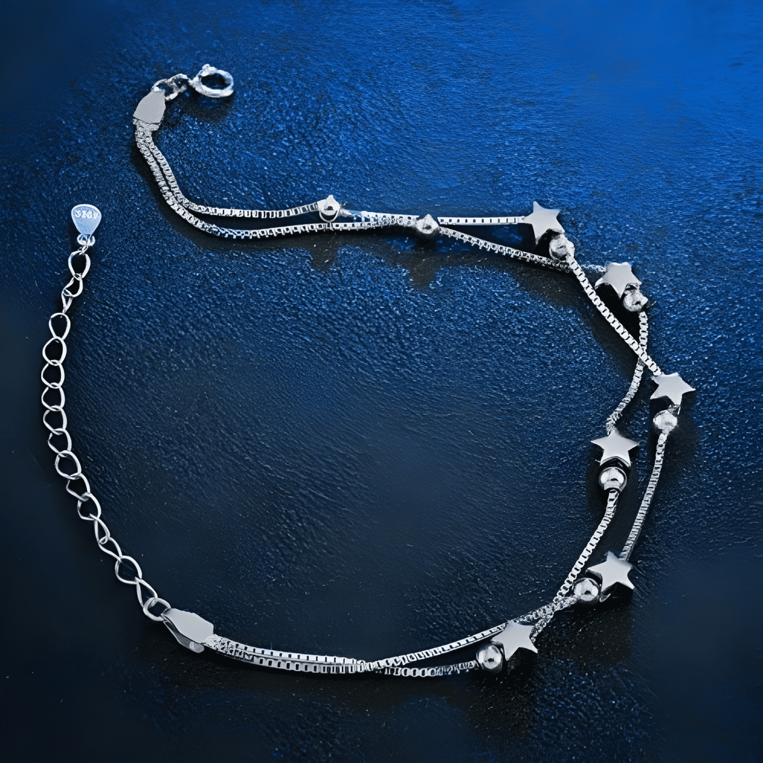 Pulsera estrellas y esferas de plata ley 925 + bolsa + #2-3