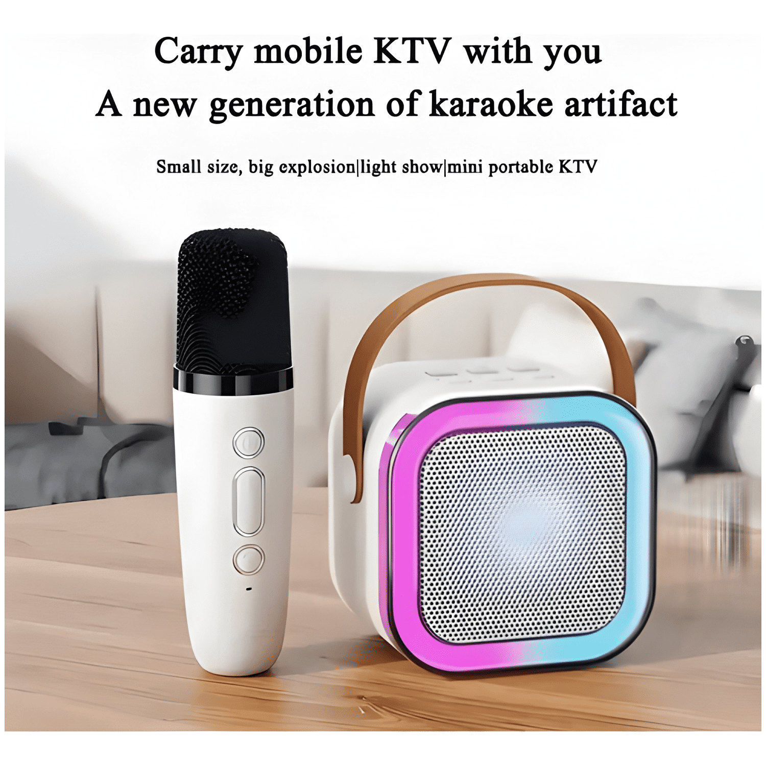 Parlante karaoke altavoz bluetooth k12 micrófono Coral claro-1