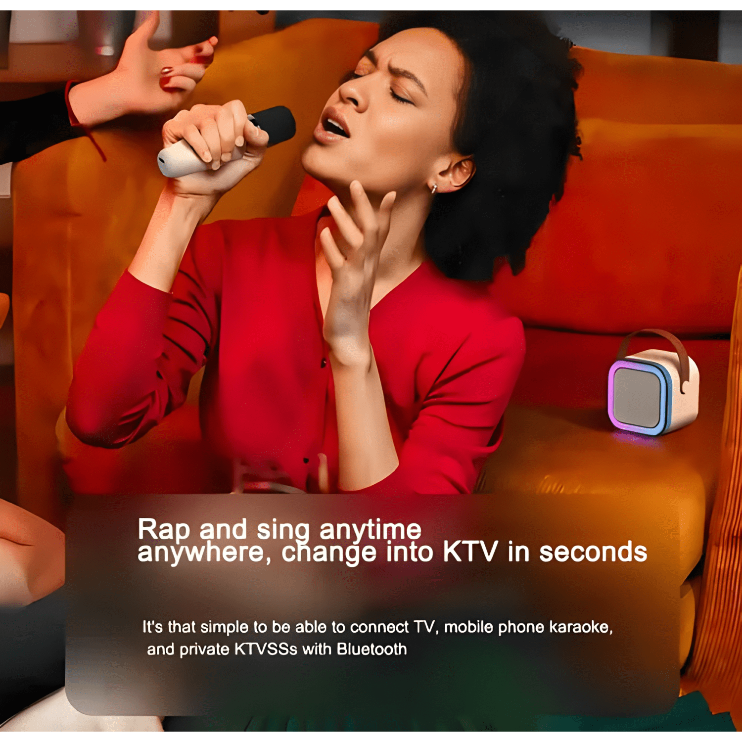 Parlante karaoke altavoz bluetooth k12 micrófono Coral claro-2