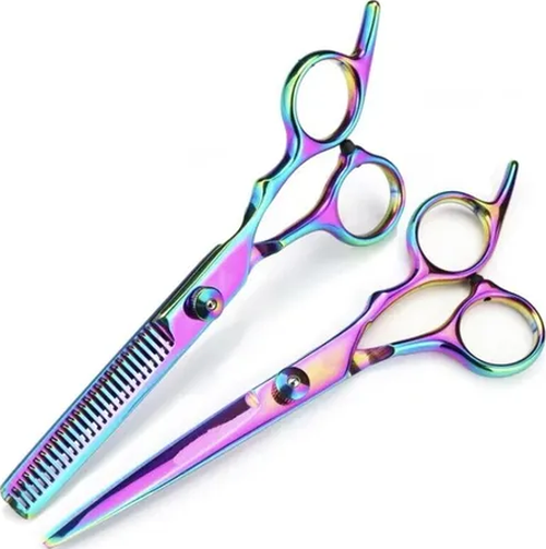 Set tijera corte filo navaja + esculpidora tornasol-0