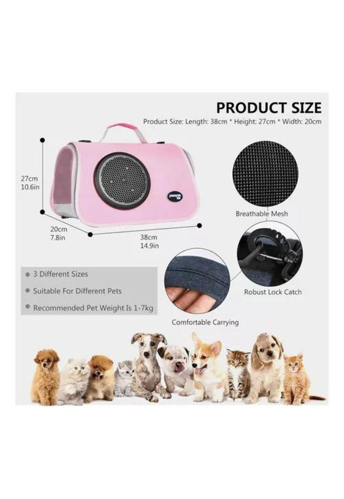 Bolso de transporte cápsula para mascotas malla transpirable rosado-3