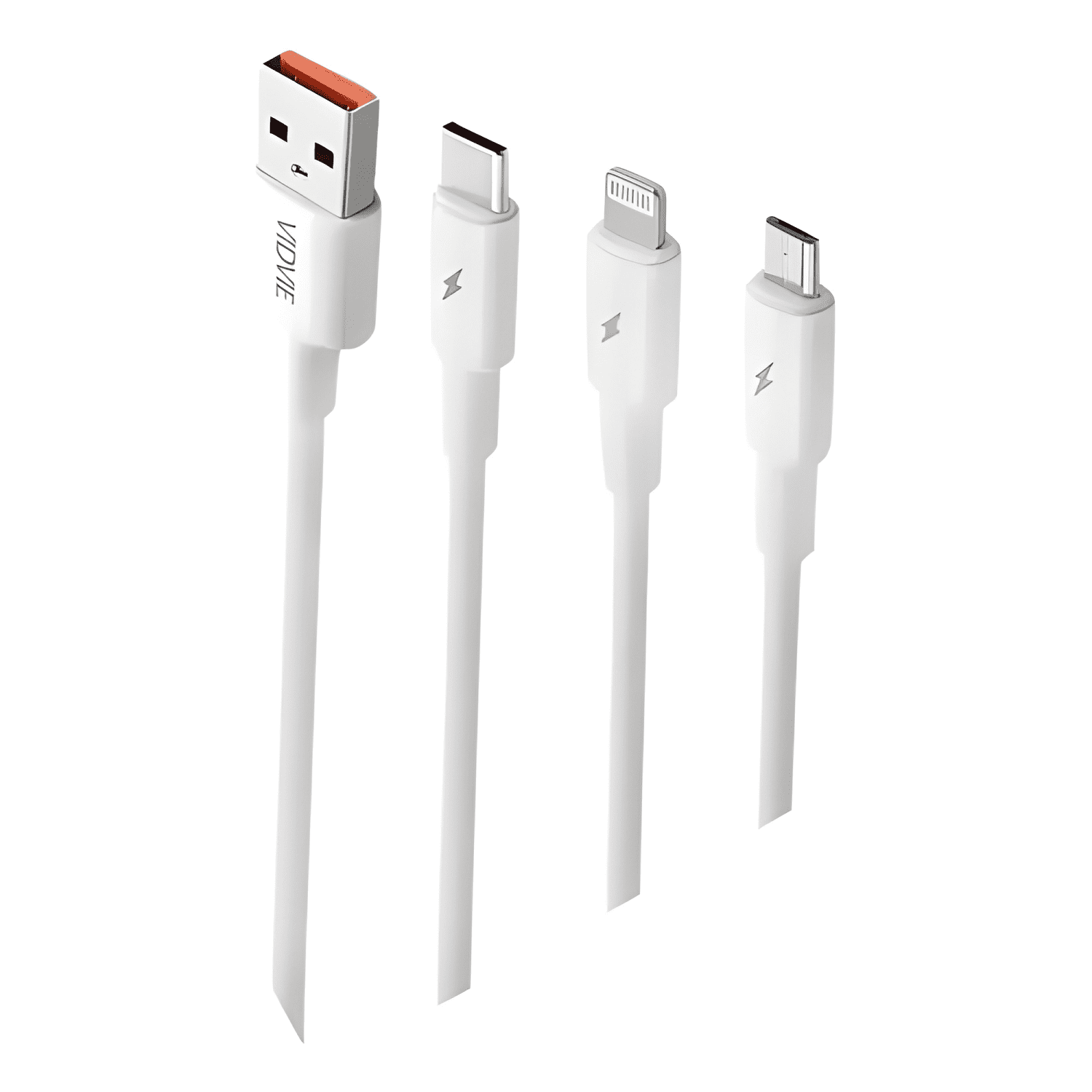 Cable vidvie 3 en 1 USB a micro USB, lightning Blanco-4