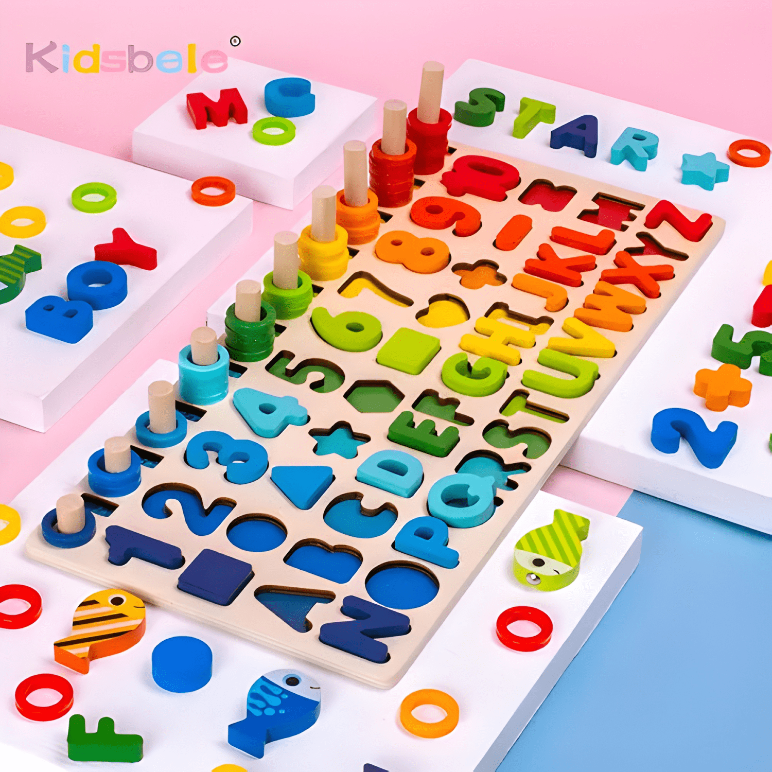 Juego didactico de madera para niños Multicolor-1