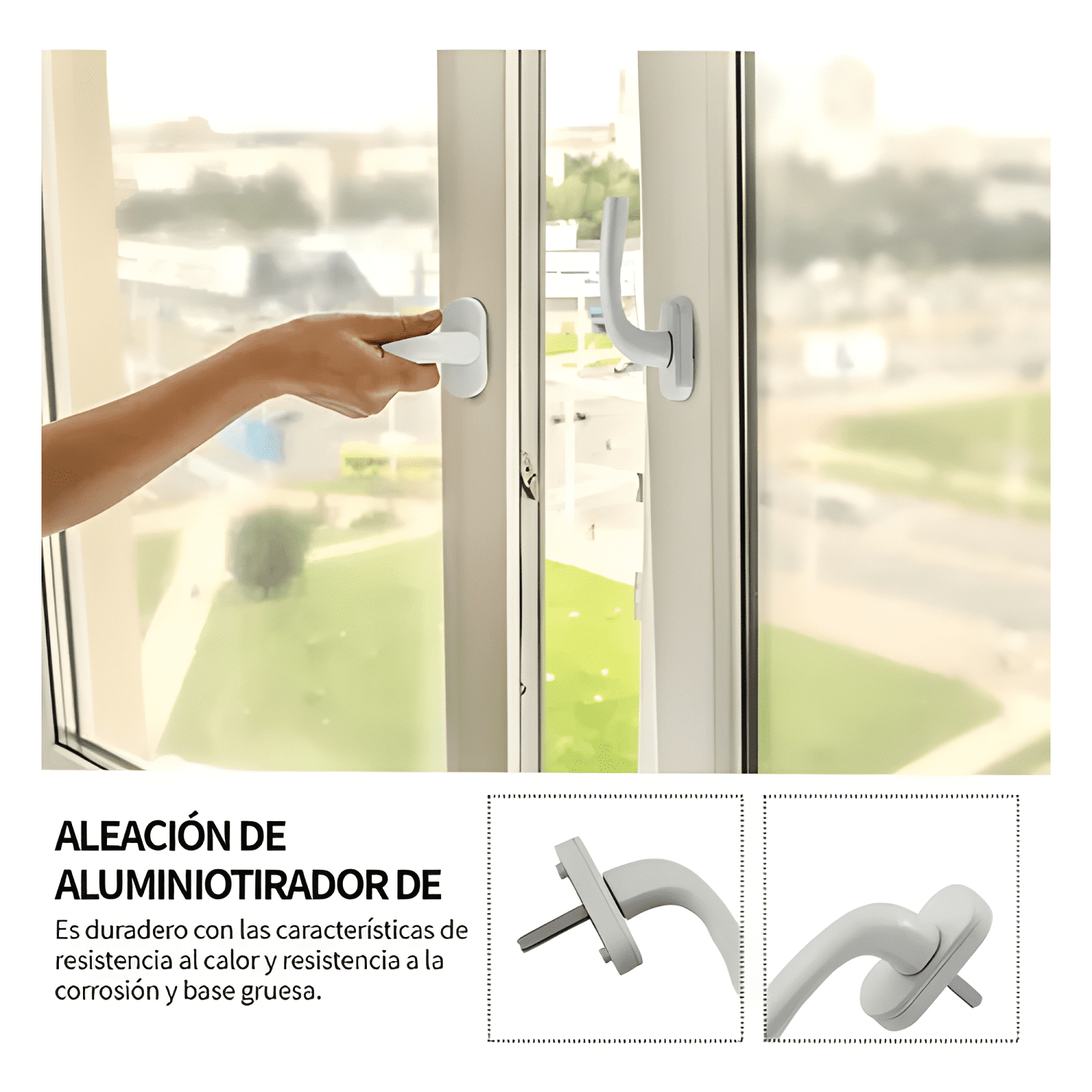 Manilla ventana aluminio y PVC 4 piezas, blanco y negro #2-2