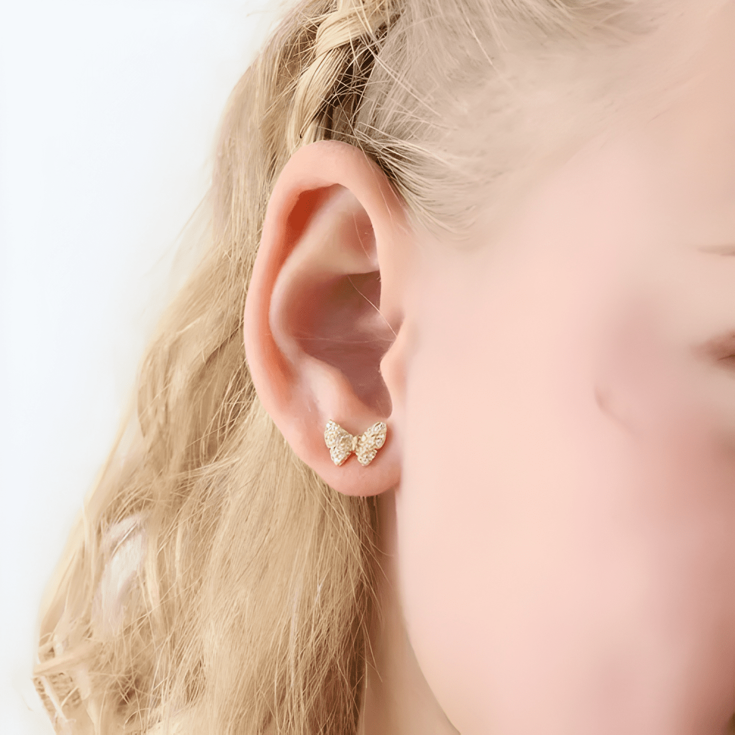 Aros Niña Mariposa Plata 925 Baño Oro 18k Circones Tornillo-2