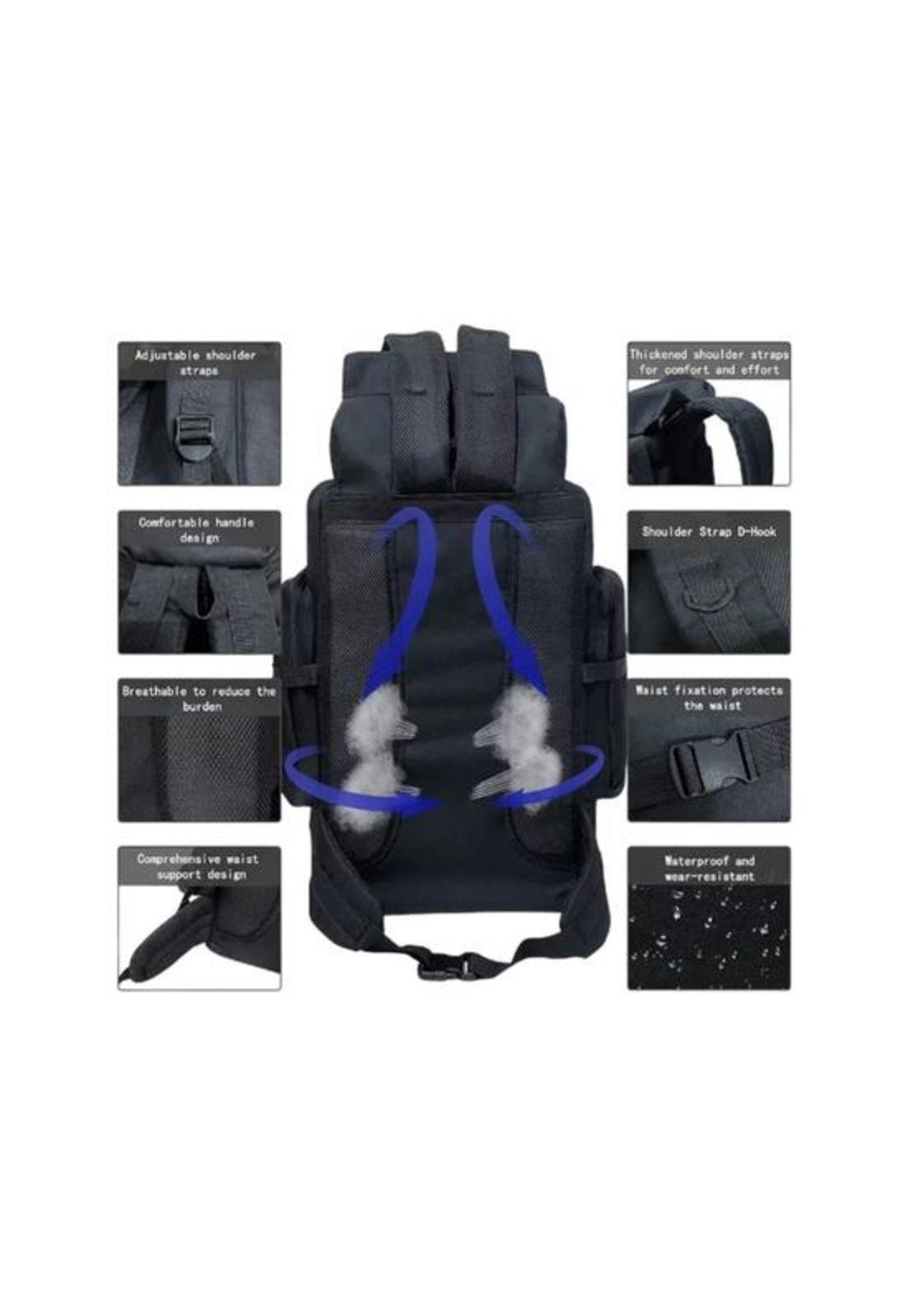 Mochila de campaña 80L color negro-5