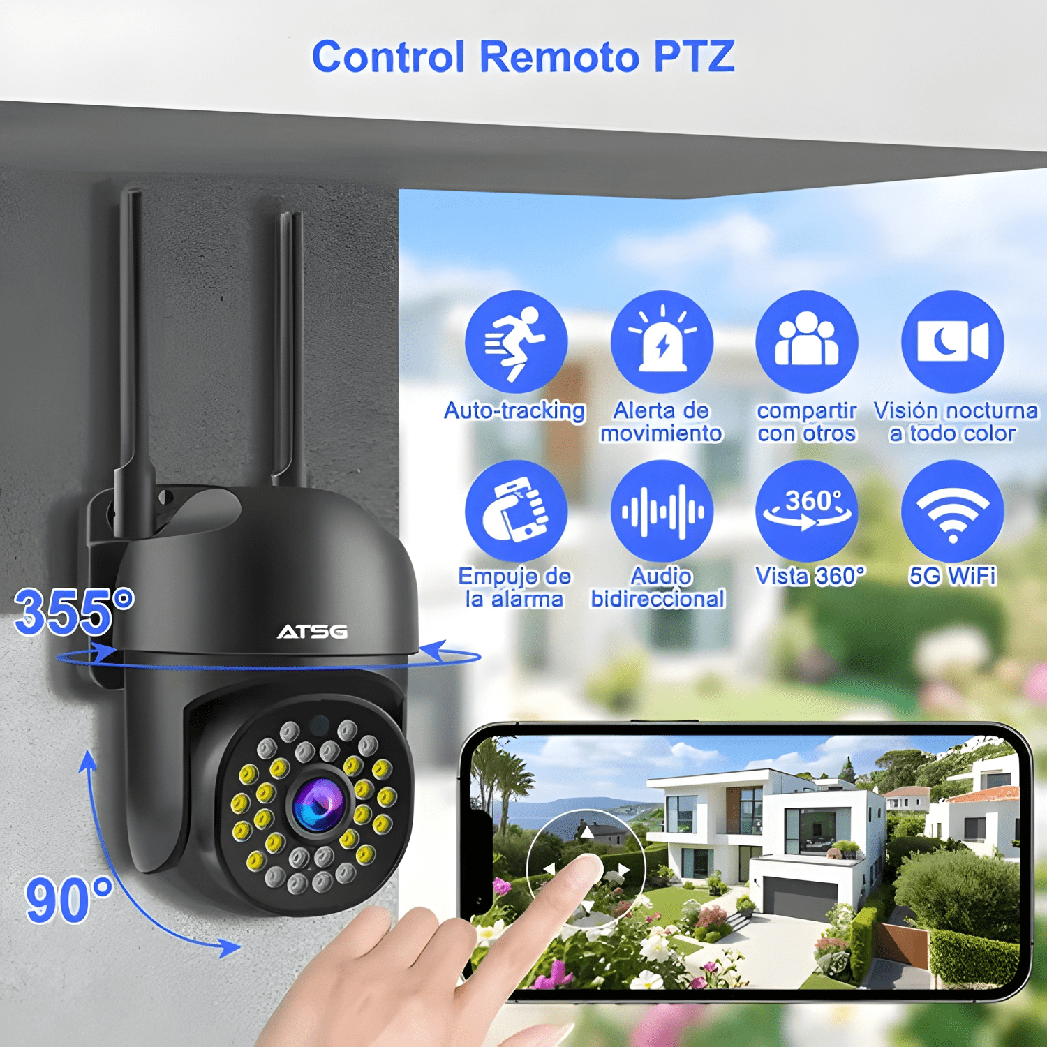 ATSG® 5g Cámaras de Seguridad con Led Alarma Wifi6-2