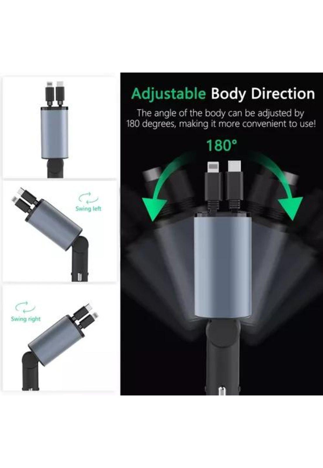 Cargador 4 en 1 auto ultra rápido 2.0 dual USB-C PD 60W-5