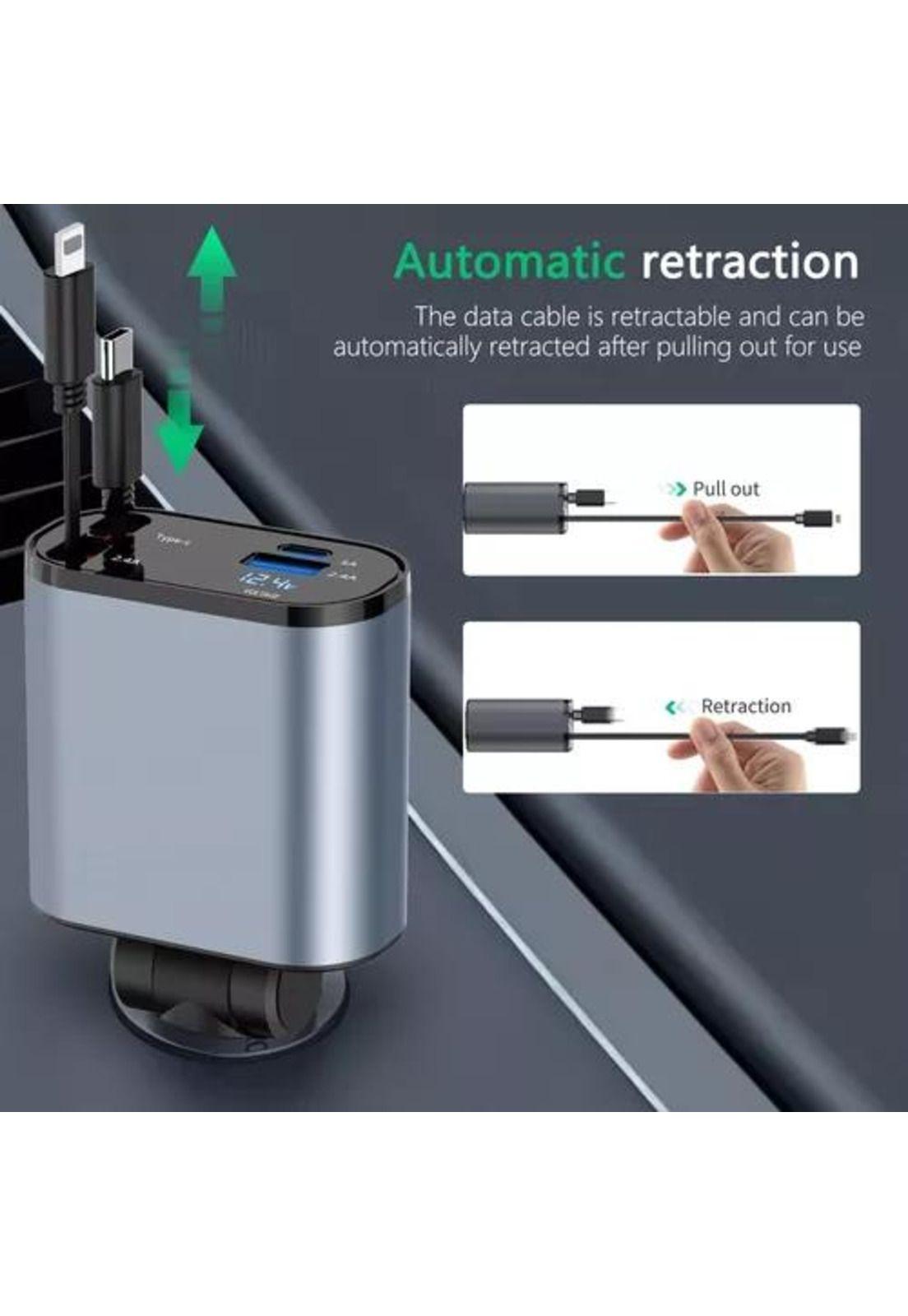 Cargador 4 en 1 auto ultra rápido 2.0 dual USB-C PD 60W-6
