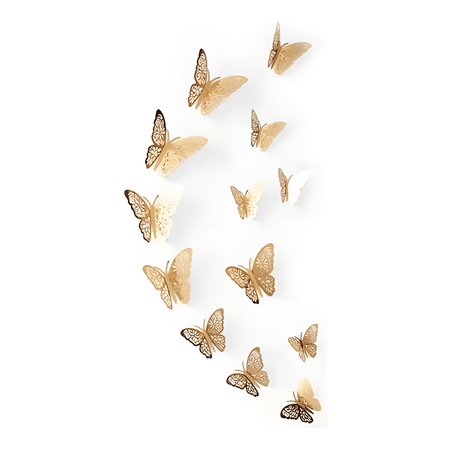 12 Pzas Mariposa 3D Pegatinas Artes Pared Metalizada Calado-0