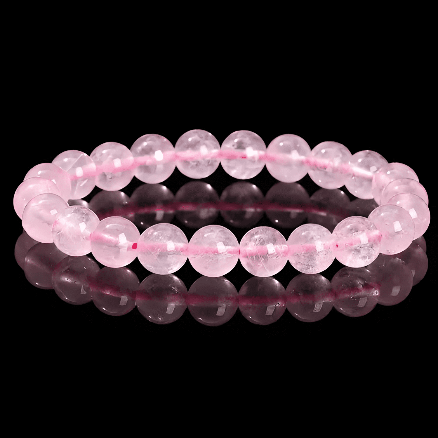 Pulsera piedra cuarzo natural en 8mm Rosado-1