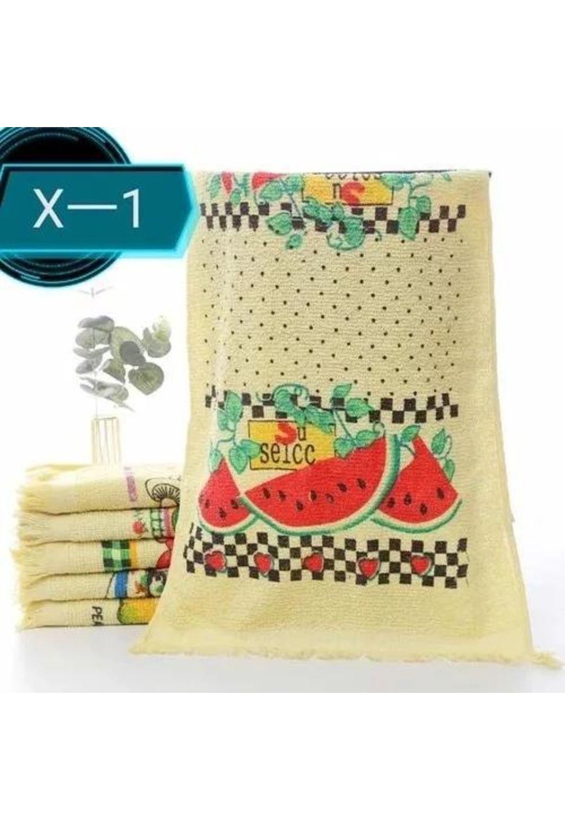 Set de 12 paños de cocina con fleco, toalla estampada-1