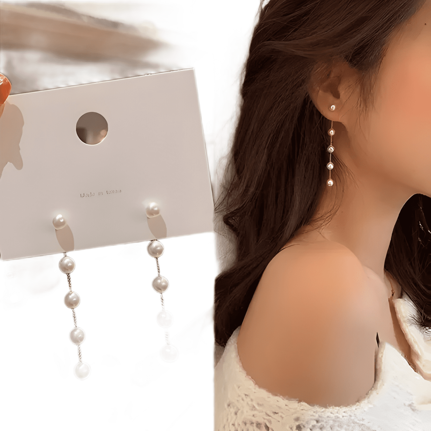 Aros Perlas Colgantes Mujer Largos Cute Aritos Perlitas-0