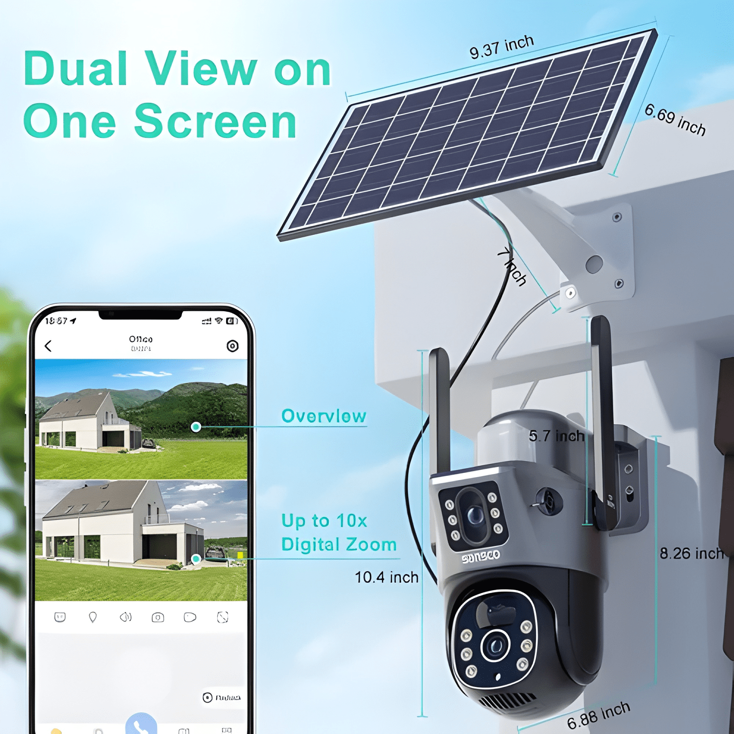 Cámara Exteriores de Seguridad con Doble Lente con Alarma-2