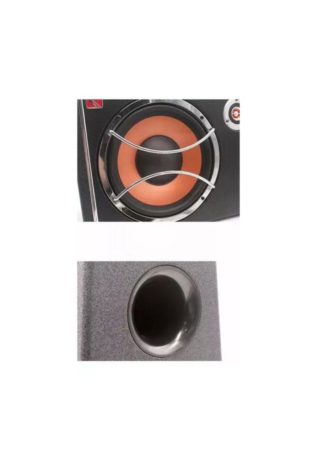 Subwoofer plano amplificado con parlante y kit de instalación, color negro-3
