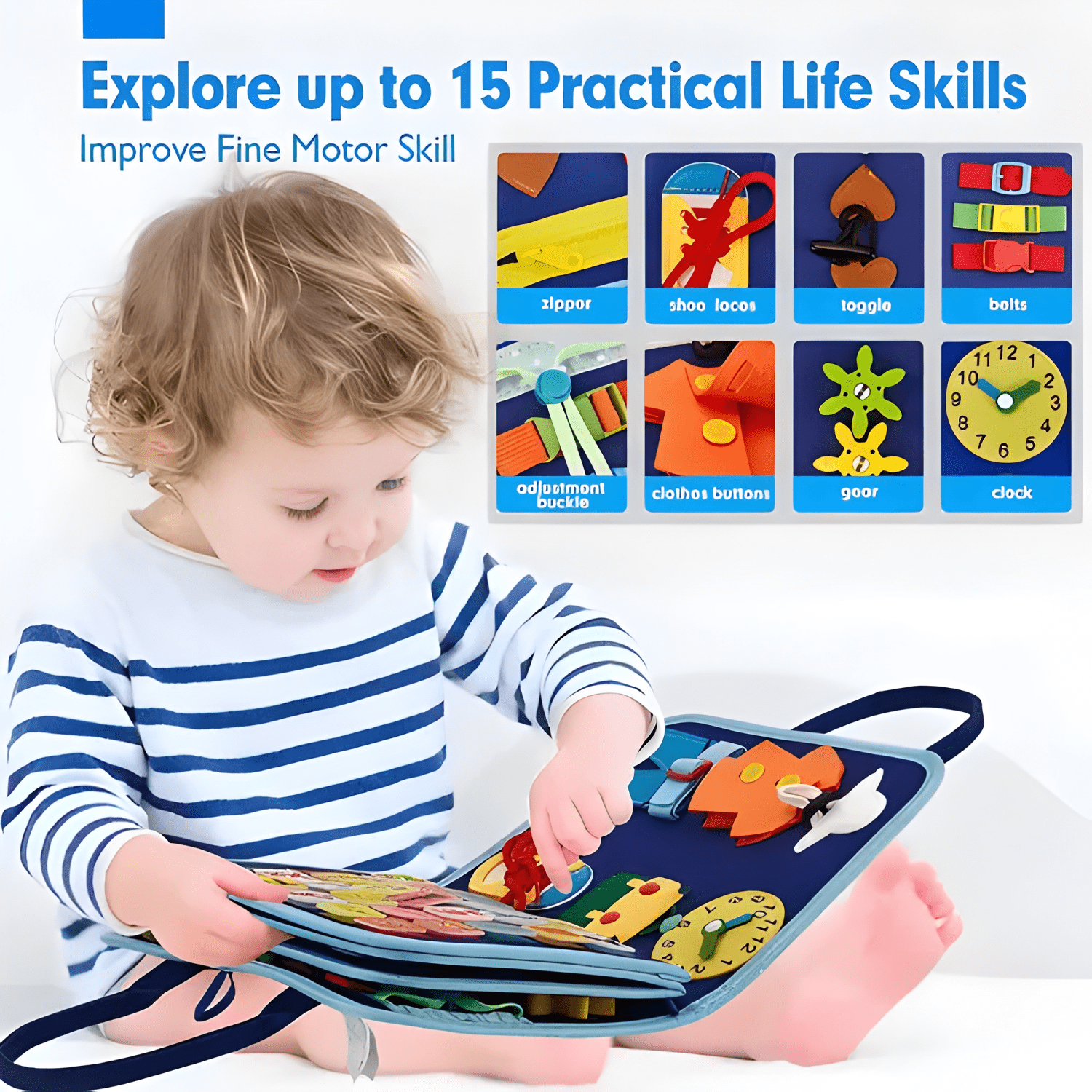 Tablero sensorial del oso montessori para niños pequeños #1-1