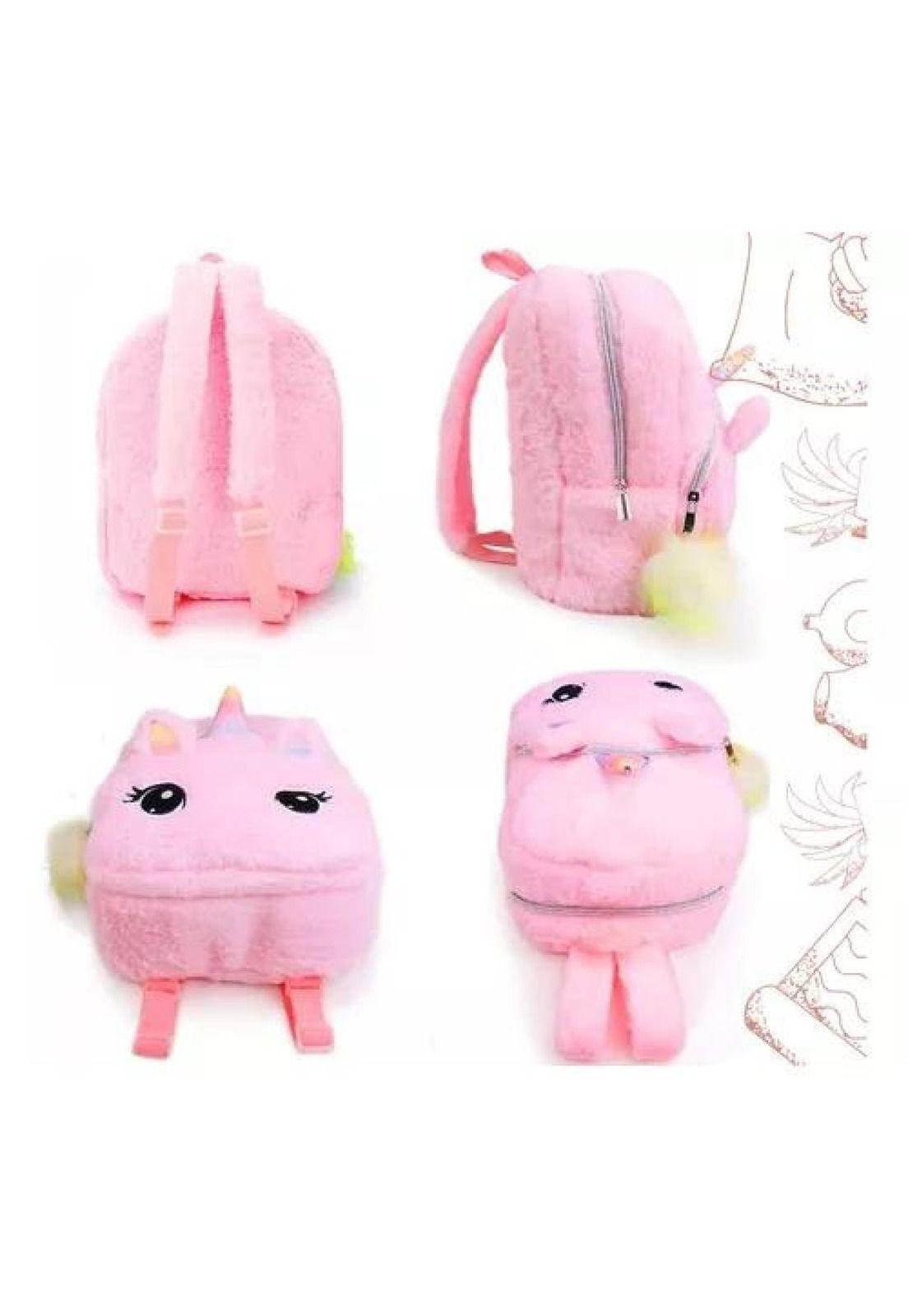 Mochila unicornio Kawaii, niña, infantil, peludita-3