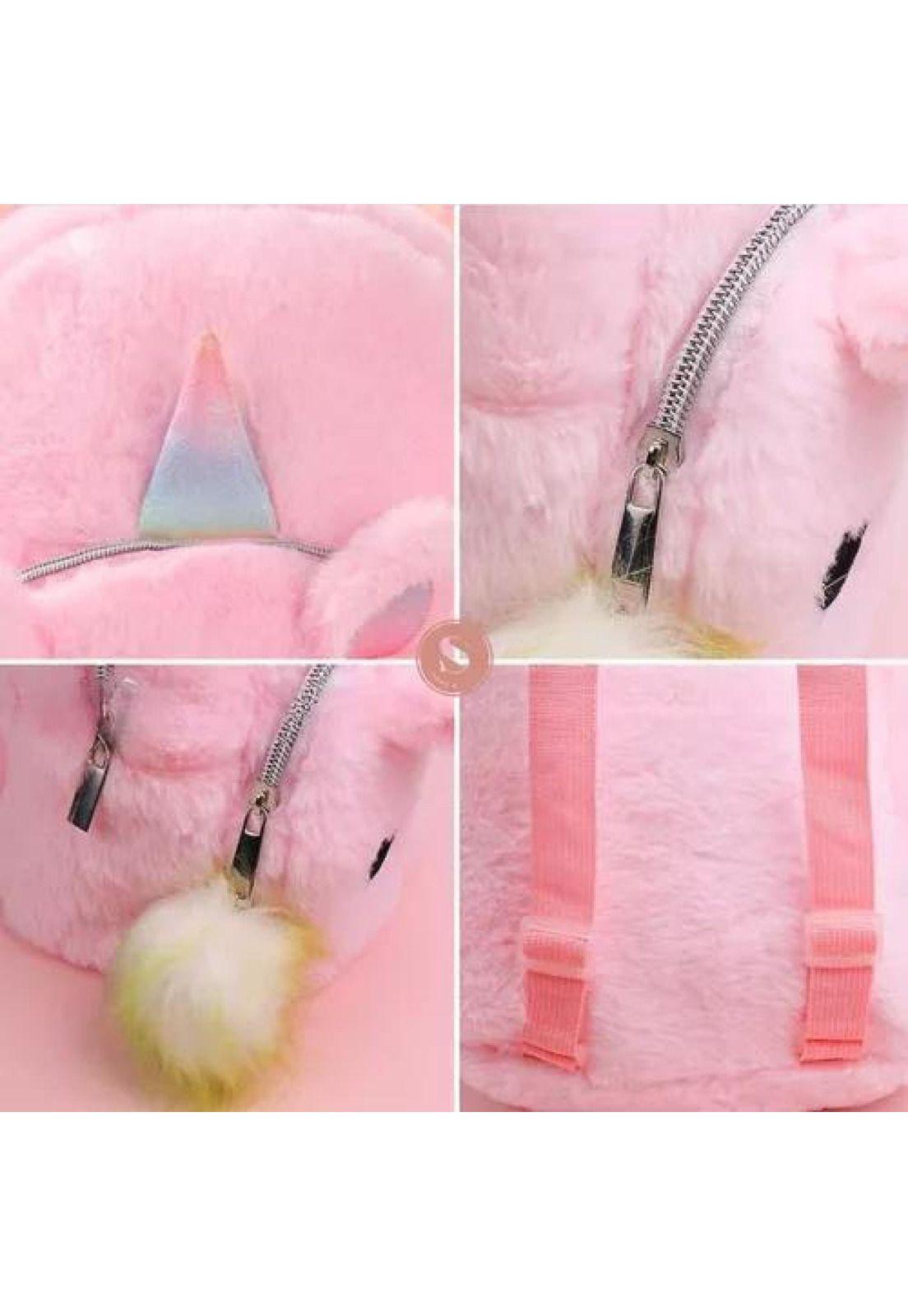 Mochila unicornio Kawaii, niña, infantil, peludita-4