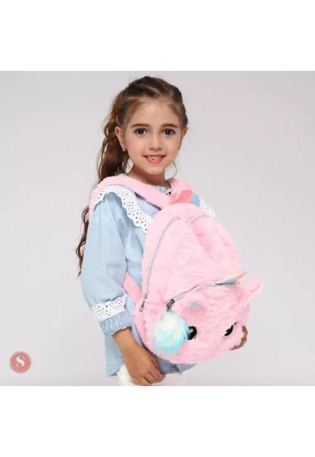 Mochila unicornio Kawaii, niña, infantil, peludita-6