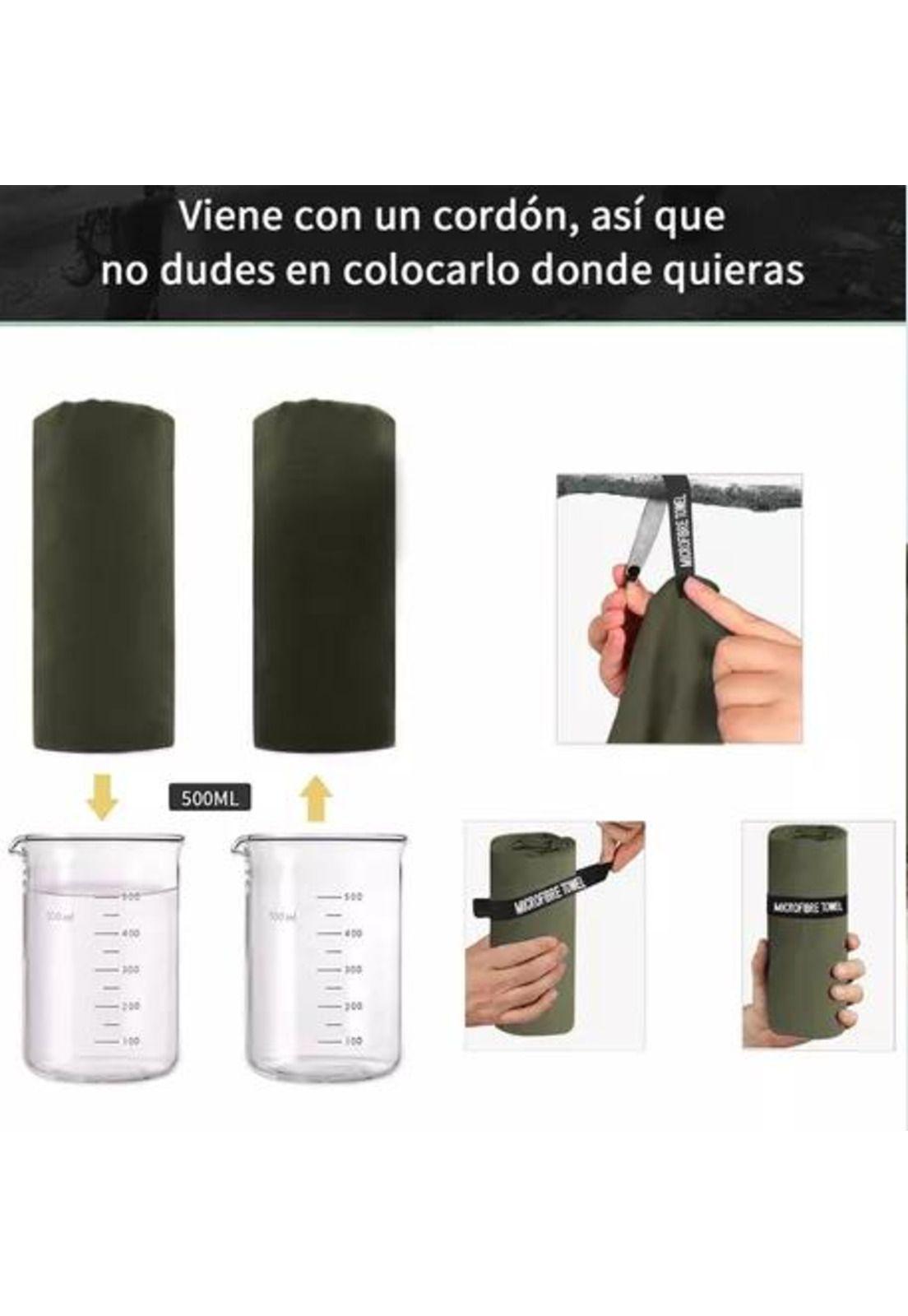 Toalla baño viaje microfibra secado rápido, pcs verde milita-4