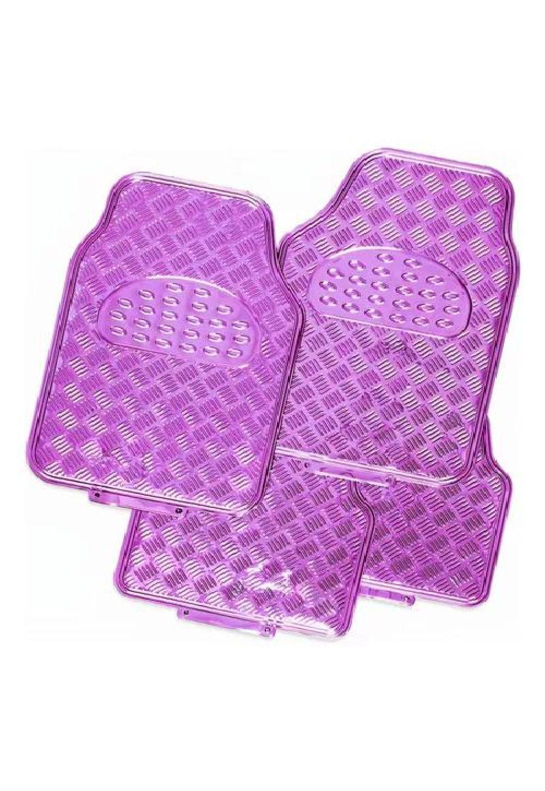 Alfombra cubre piso metálico para mujer, set de 4 piezas, auto tuning, color morado-0