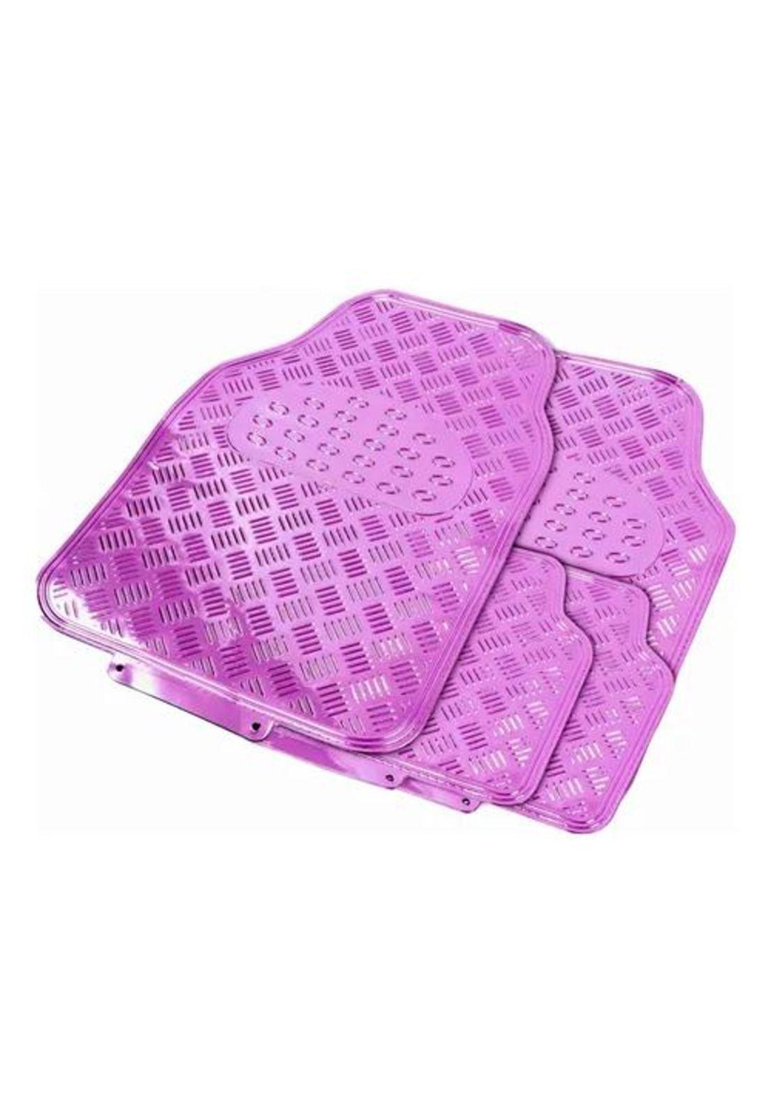 Alfombra cubre piso metálico para mujer, set de 4 piezas, auto tuning, color morado-1