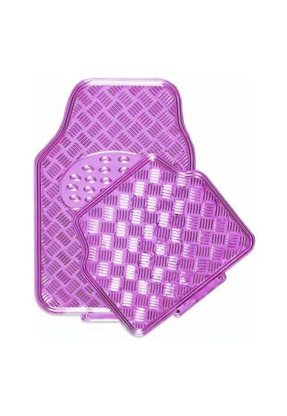 Alfombra cubre piso metálico para mujer, set de 4 piezas, auto tuning, color morado-2