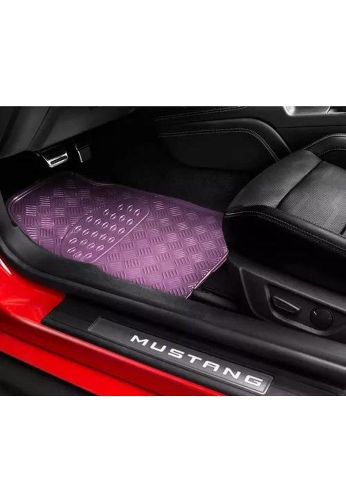 Alfombra cubre piso metálico para mujer, set de 4 piezas, auto tuning, color morado-3