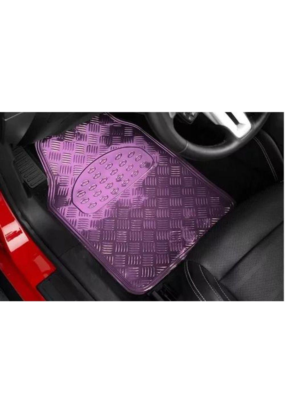 Alfombra cubre piso metálico para mujer, set de 4 piezas, auto tuning, color morado-5