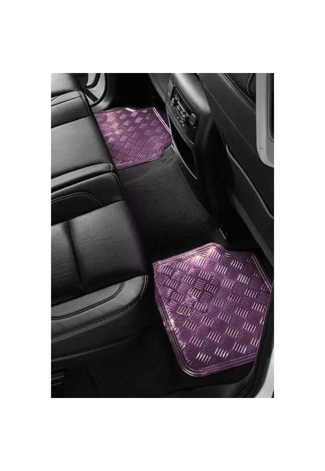 Alfombra cubre piso metálico para mujer, set de 4 piezas, auto tuning, color morado-4
