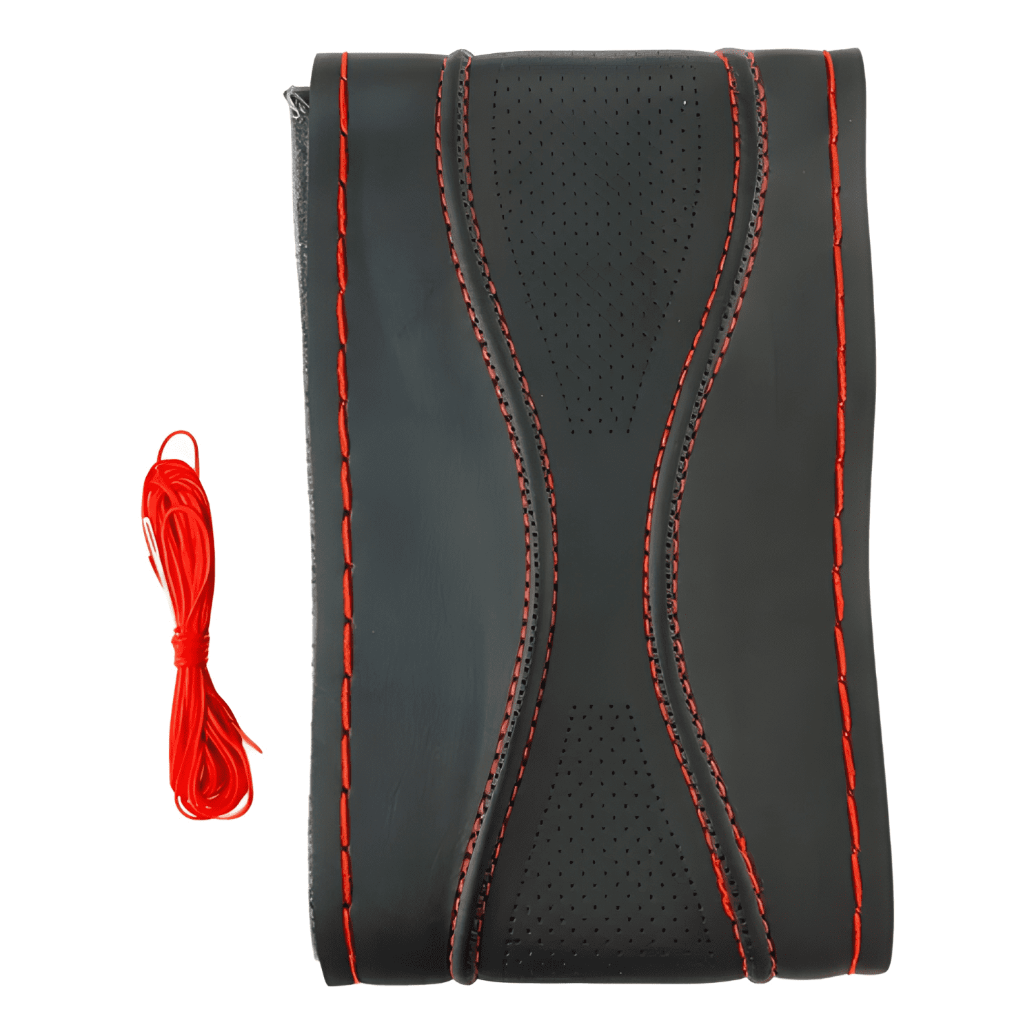 Funda Cubre Volante Cosido /rojo para Auto+hilo+aguja Negro-2