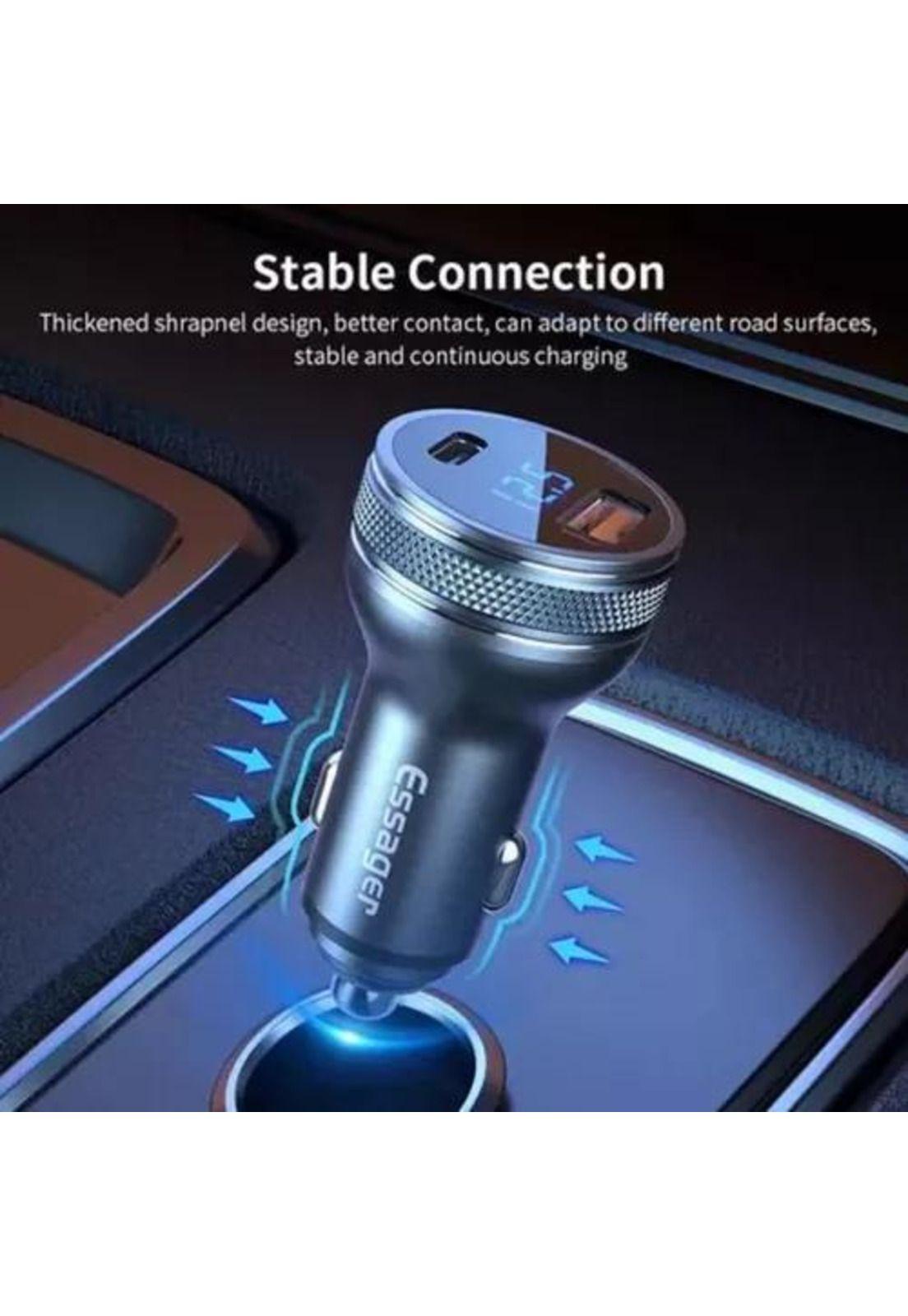 Cargador auto Essager carga rápida 36W tipo USB y tipo C negro-5