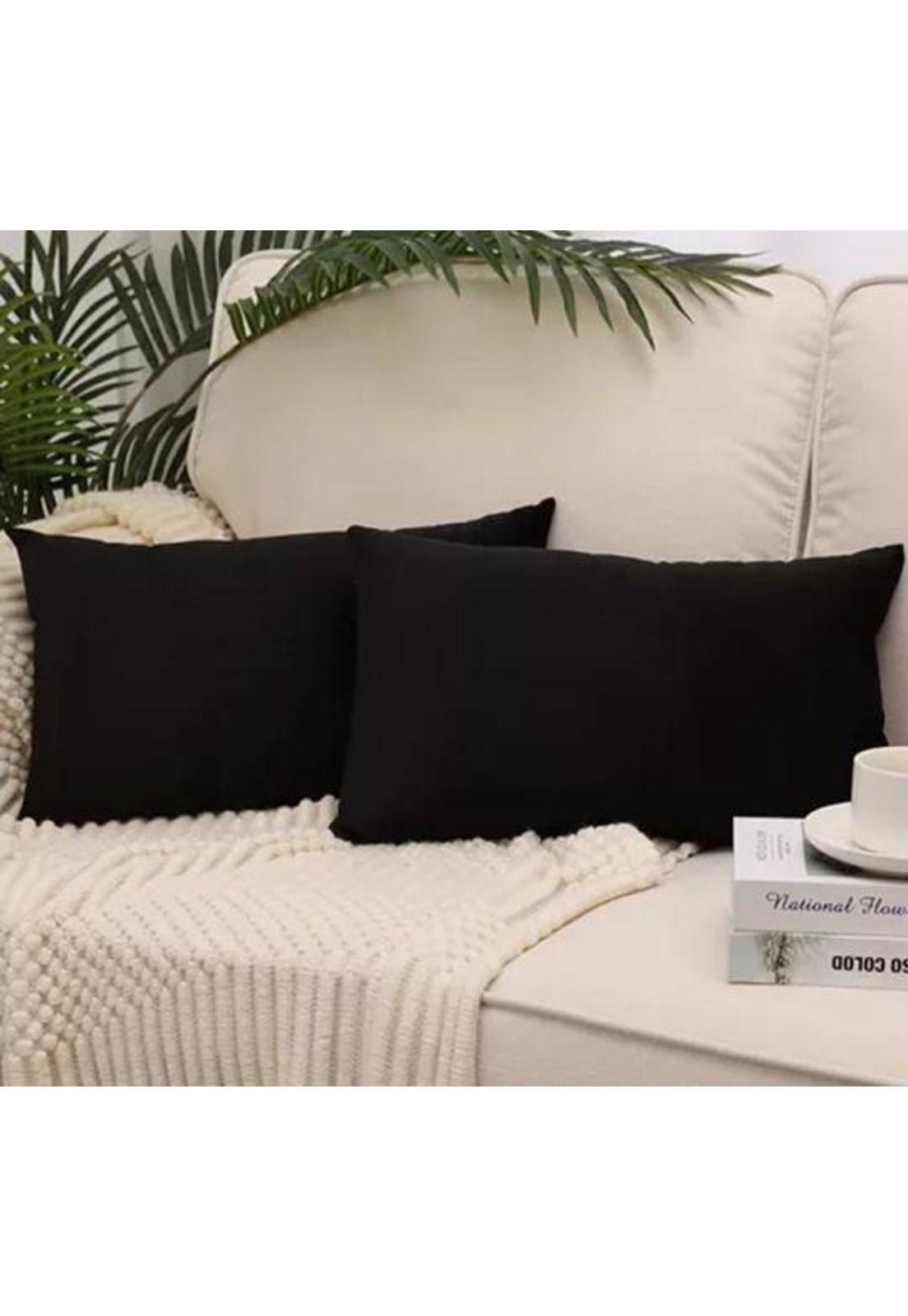 Pack de 2 Fundas Terciopelo Liso 30x50 cm Negro-2