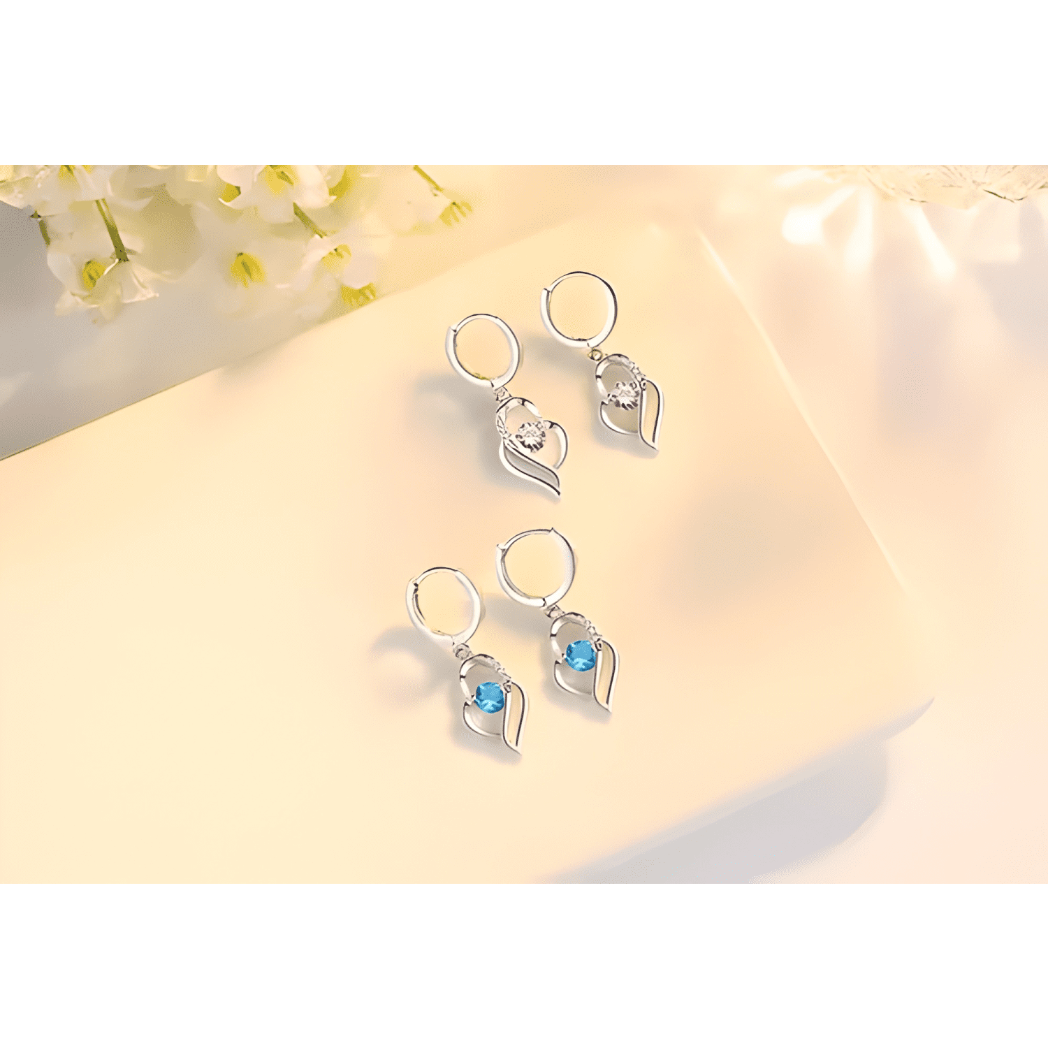 Aros Colgantes Mujer Corazón Enchapado Plata 925 Moda #2-2