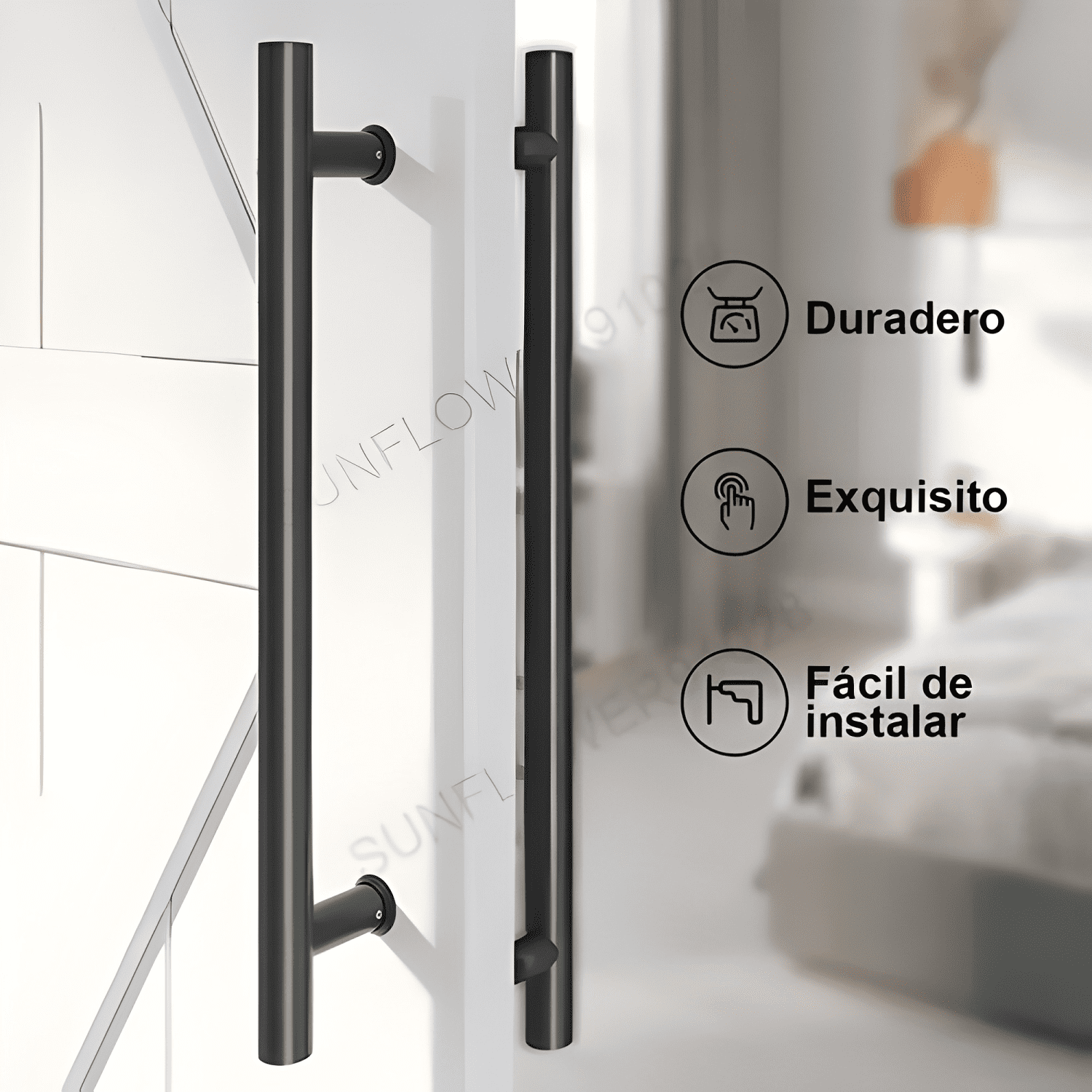 Manillón doble acero inox 100 cm puerta madera y cristal #2-3