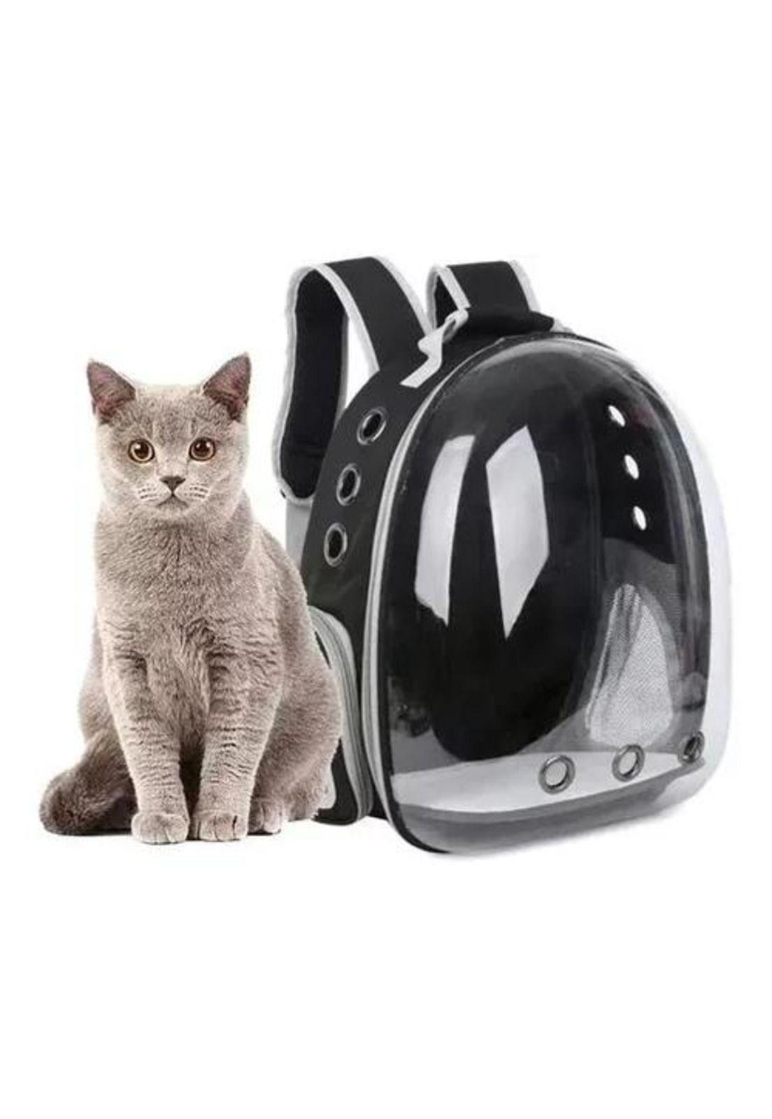 Bolsa de viaje para gatos mochila transparente mascotas negro-4