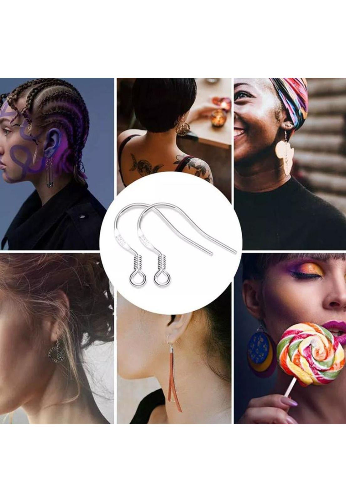 100 ganchos para aros, 50 pares, color plata-2