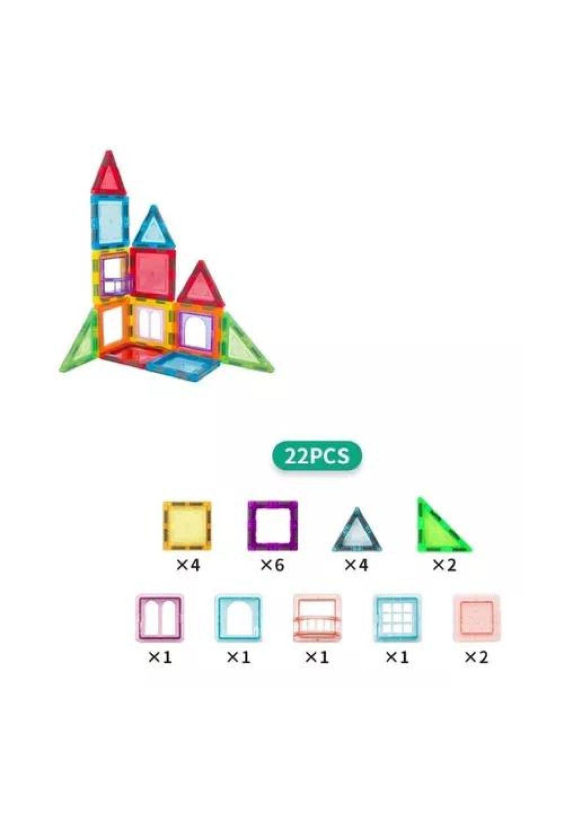 Bloques magnéticos 22 piezas, construcción para niños multicolor-2