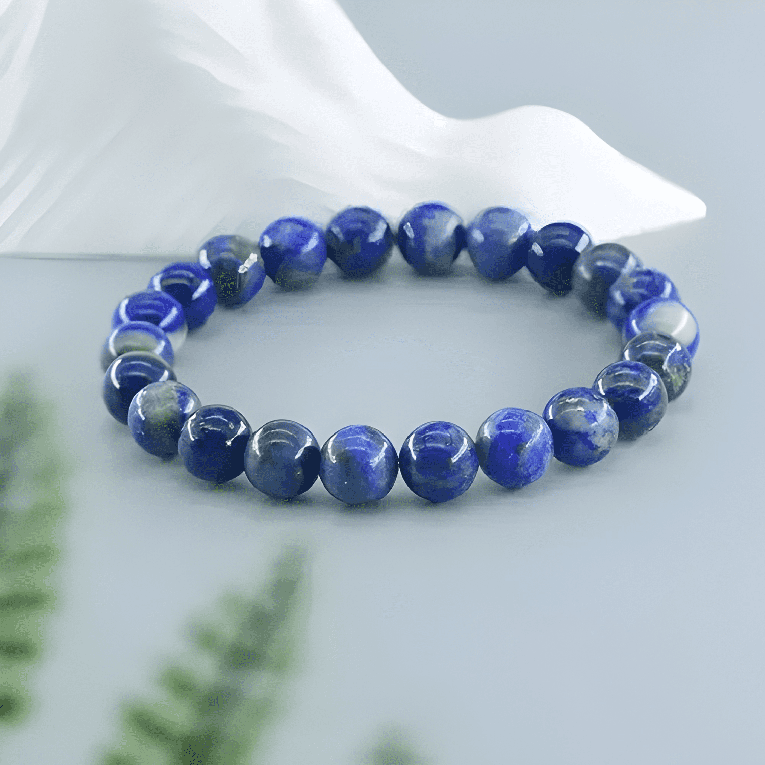 Pulsera de piedra lapislazuli 6mm hombre mujer moda-1