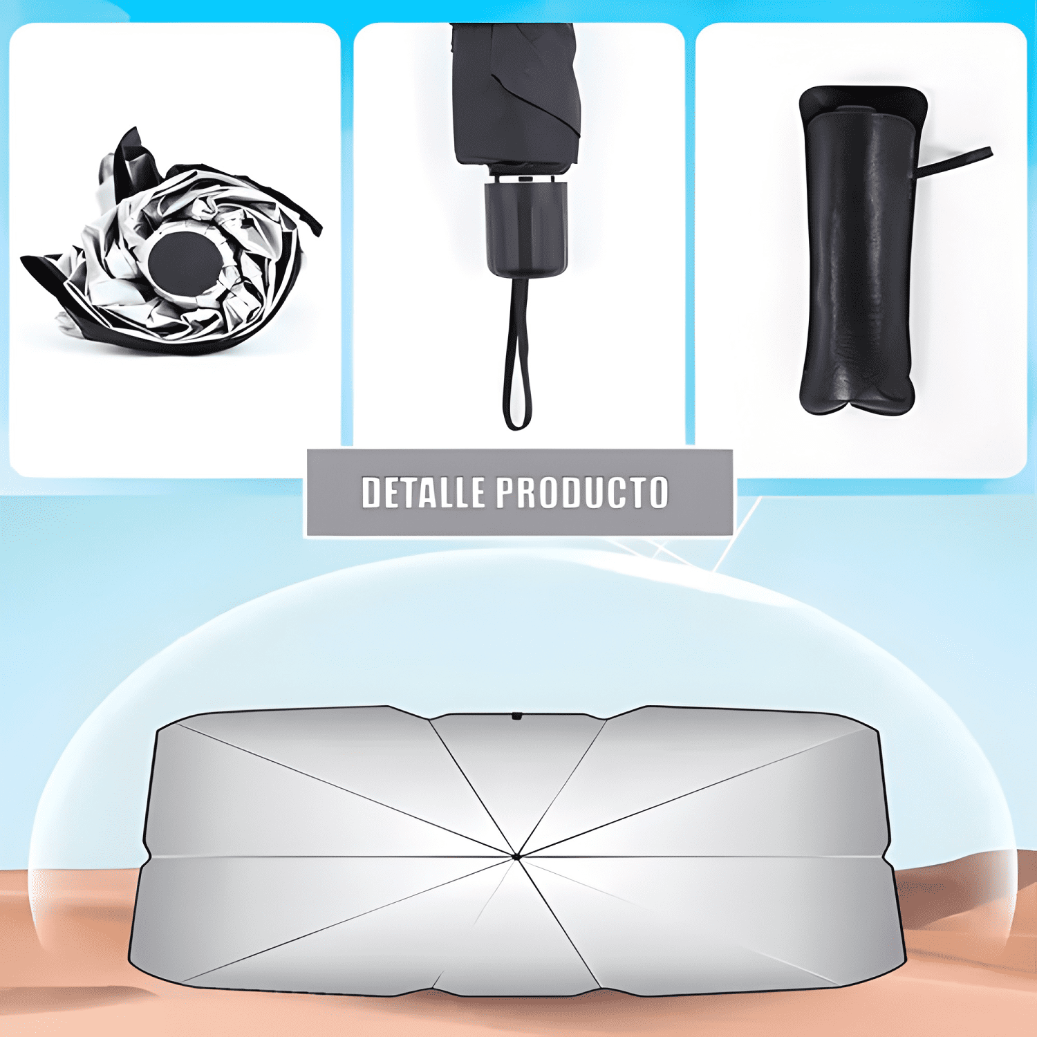Quitasol Tipo Sombrilla para Auto Parasol Retractil Pro-2