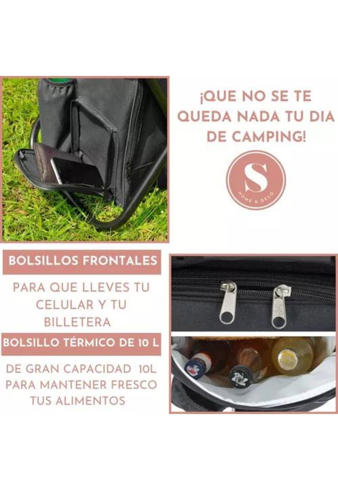 Silla de camping con mochila portátil negra-3