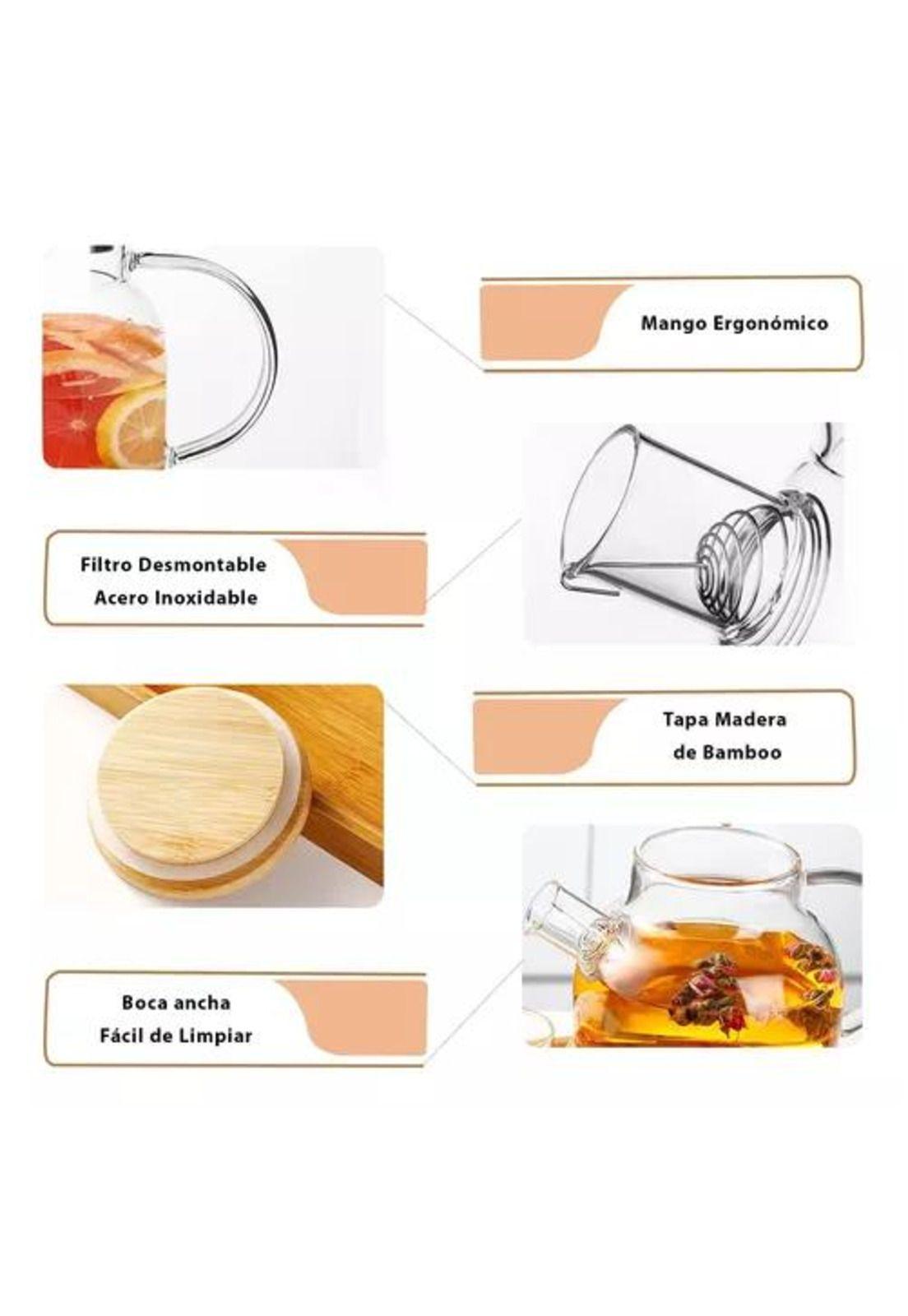 Tetera para Té - Vidrio Borosilicato, Resistente al Calor/frío, 1 L-6