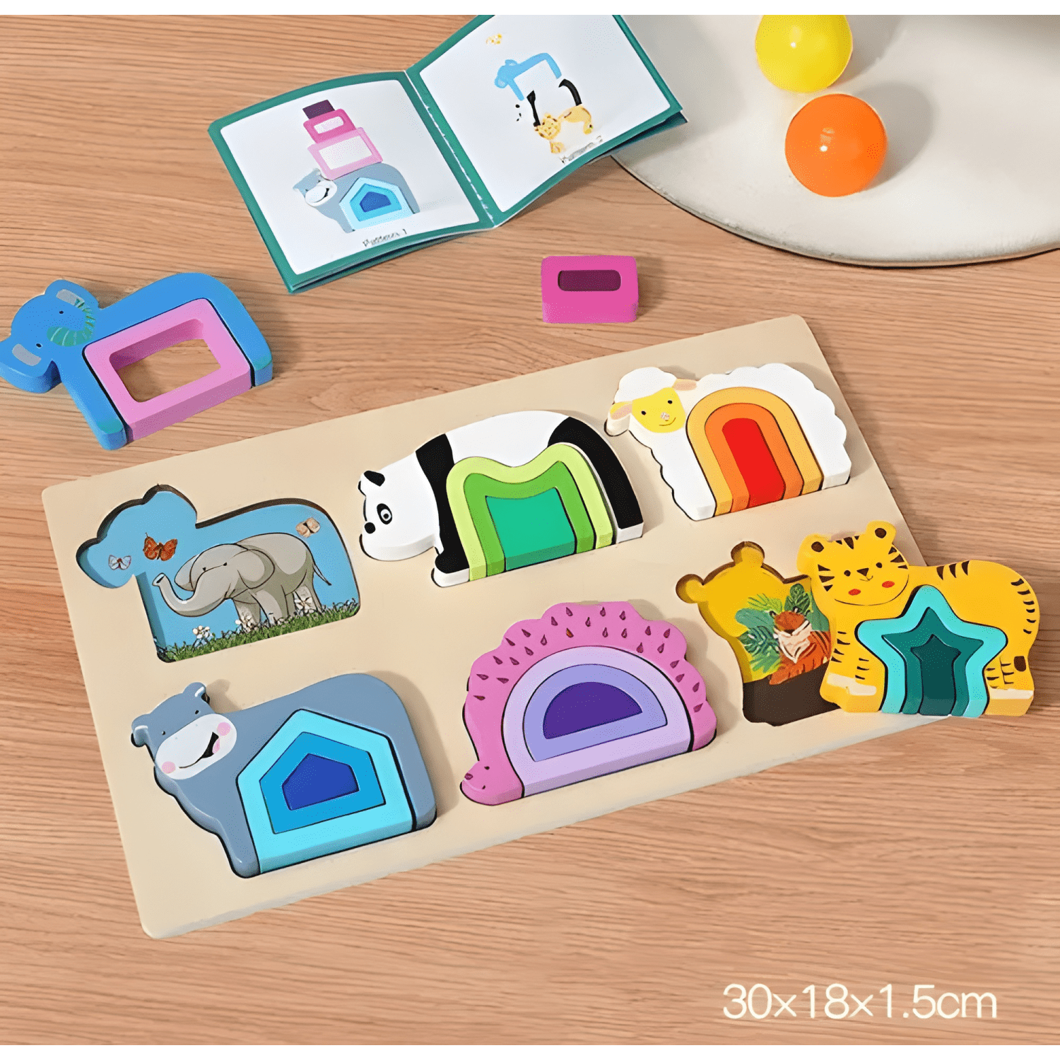 Juego de encaje y apilación de animales para niños madera #2-2