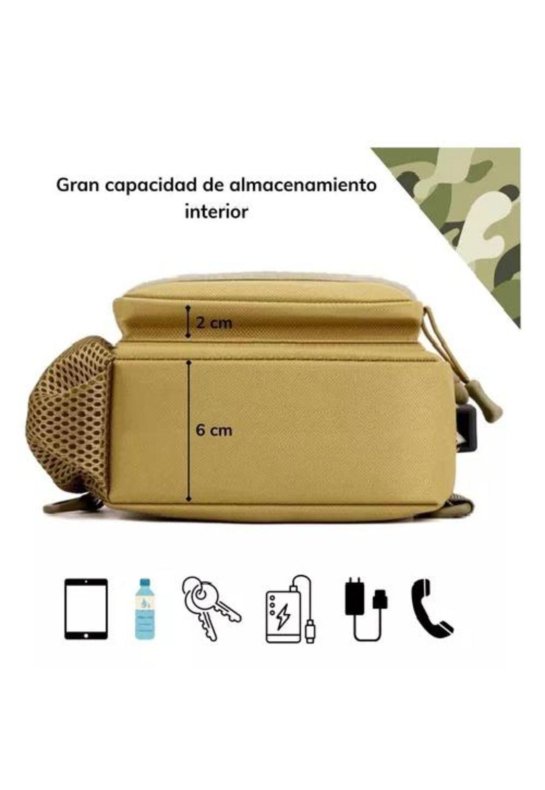 Bolso táctico impermeable banano bandolero con carga USB-3