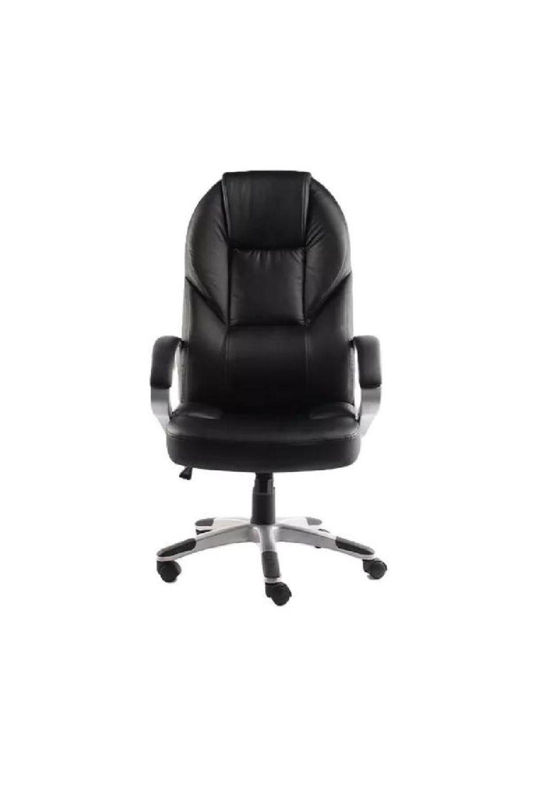 Silla de escritorio ejecutiva ergonómica con tapizado de cuero negro-2